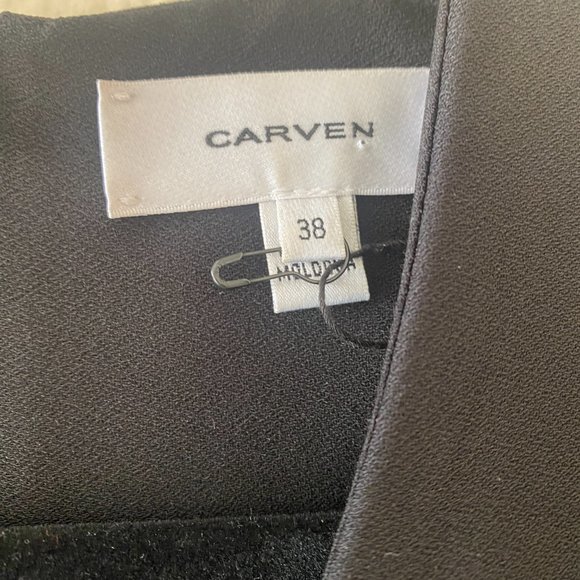 Carven Flutter Hem Dress in Black Crepe Size FR38 (US4) - Picture 10 of 12
